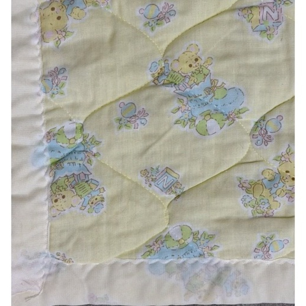 Vintage Butter yellow Baby toys baby blanket with satin binding - Picture 4 of 6